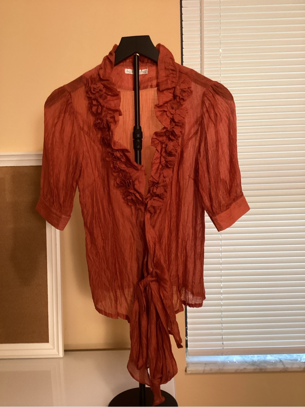 Lucy Paris Rust Ruffle Weap-Around Blouse